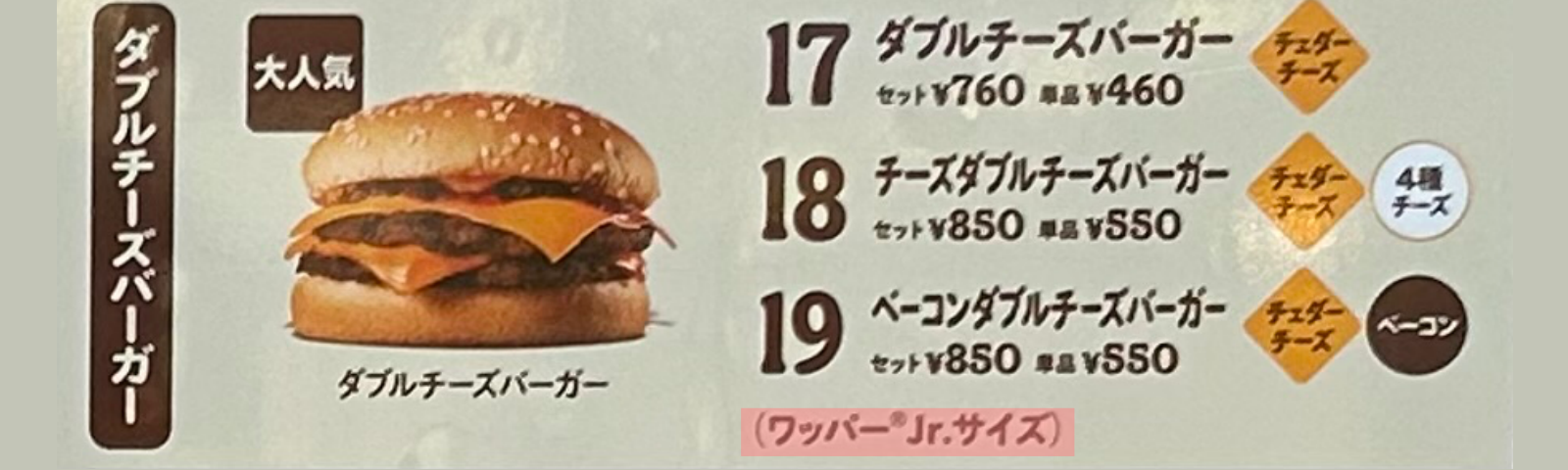 ワッパー/ワッパーJr./バーガーの「違い」が最初の関門