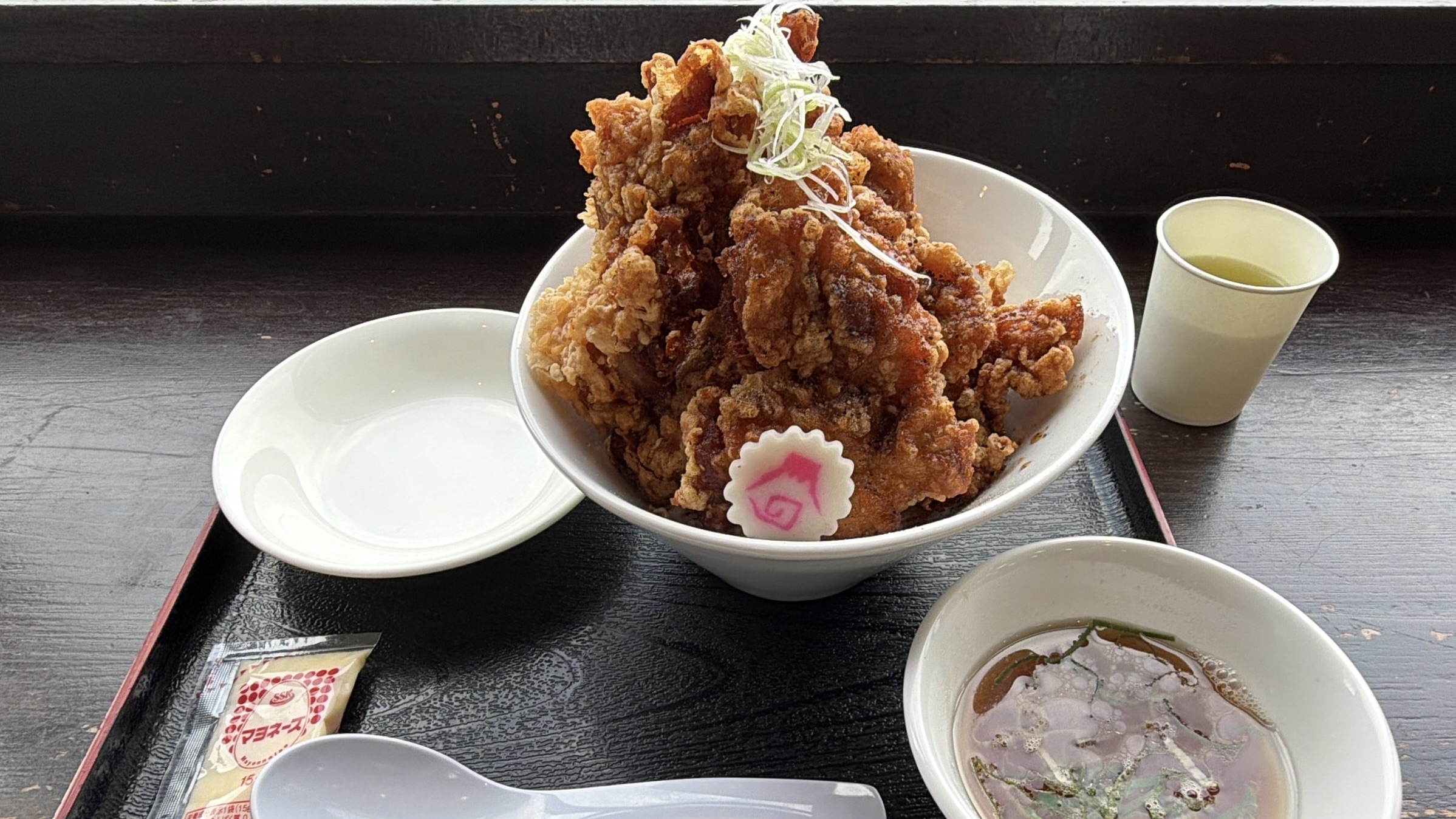 見られなかった富士山を唐揚げ丼で回収する